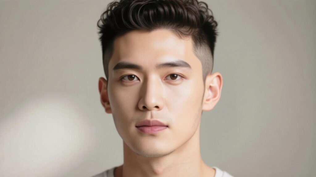 men hairstyle for heart face shape